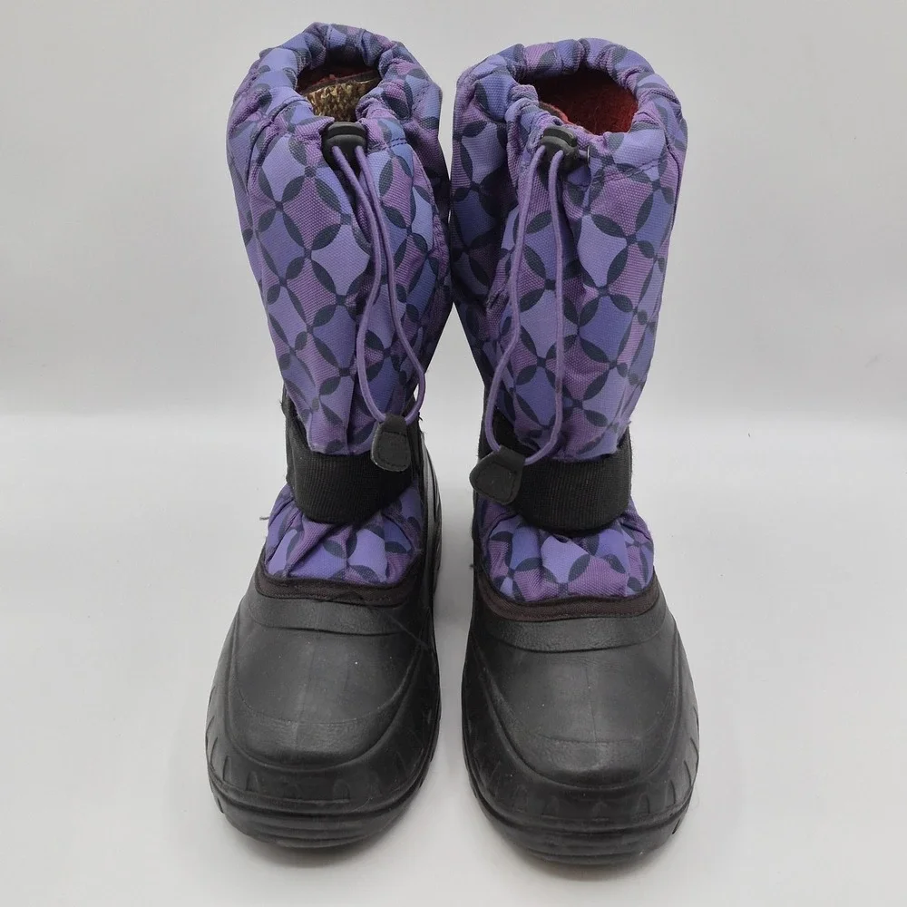 Kamik Snow Boots Youth Size 6 Purple‎ Black Winter Waterproof Drawstring Strap